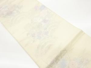 絽青海波に花葉模様織出し袋帯